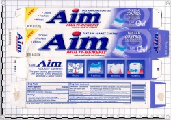 Toothpaste Aim Tartar Control Cool Blue Gel Church & Dwight Co., Inc.
